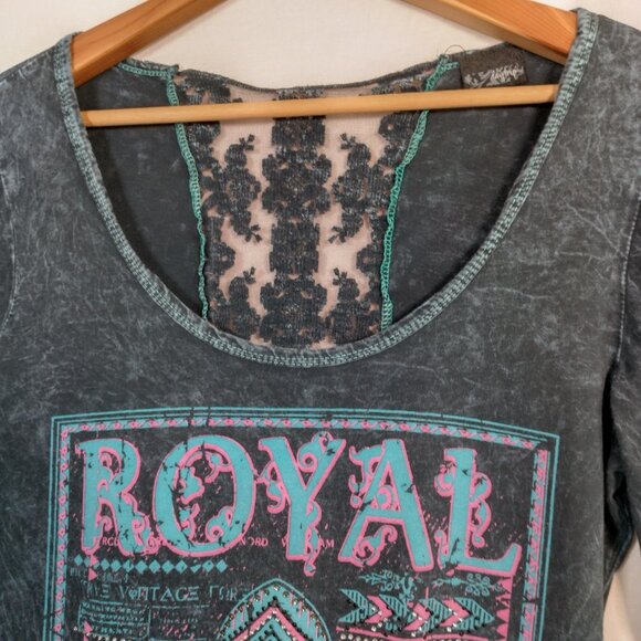 Vintage Y2K Buckle Daytrip Shirt Large Fleur Dis Lis Long Sleeve Lace Studded - Picture 15 of 16